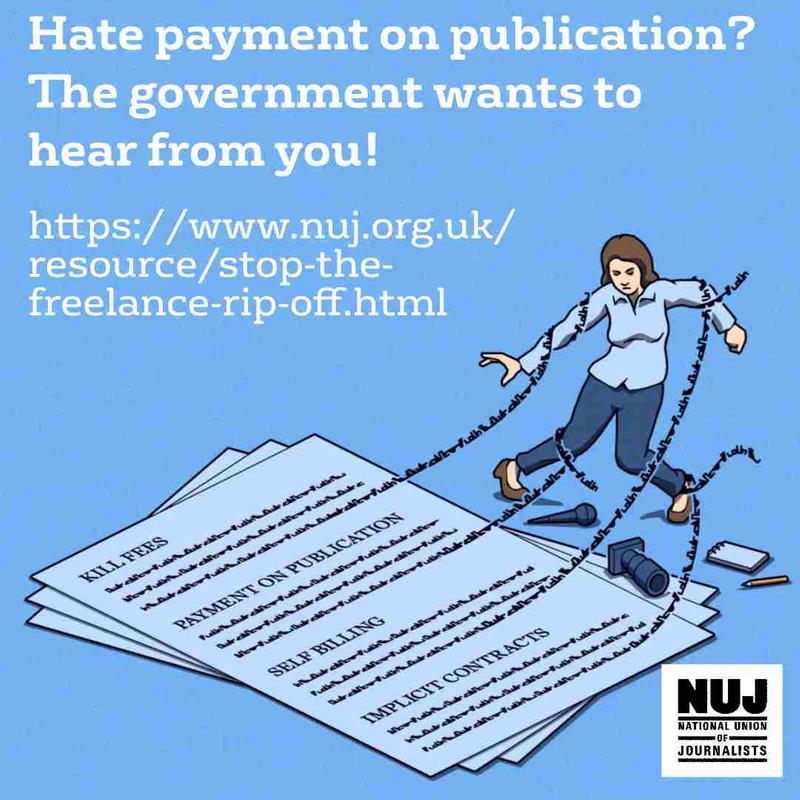 Hate payment on publication? the government wants to hear from you. Social media graphic with illustration of woman with words jumping off page wrapped around her.