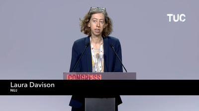Laura Davison, NUJ general secretary, addressing TUC Congress