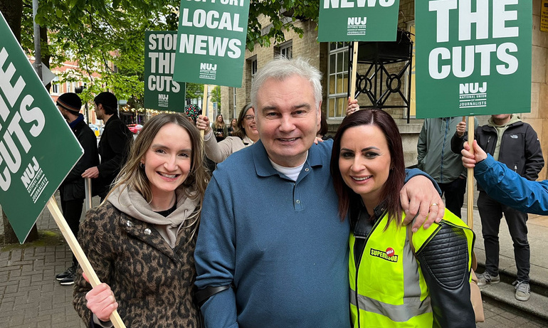 Eamonn Holmes at Belfast picket