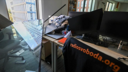 Ukrainian Radio Free Liberty offices hit by drone Credit National Union of Journalists Ukraine.png